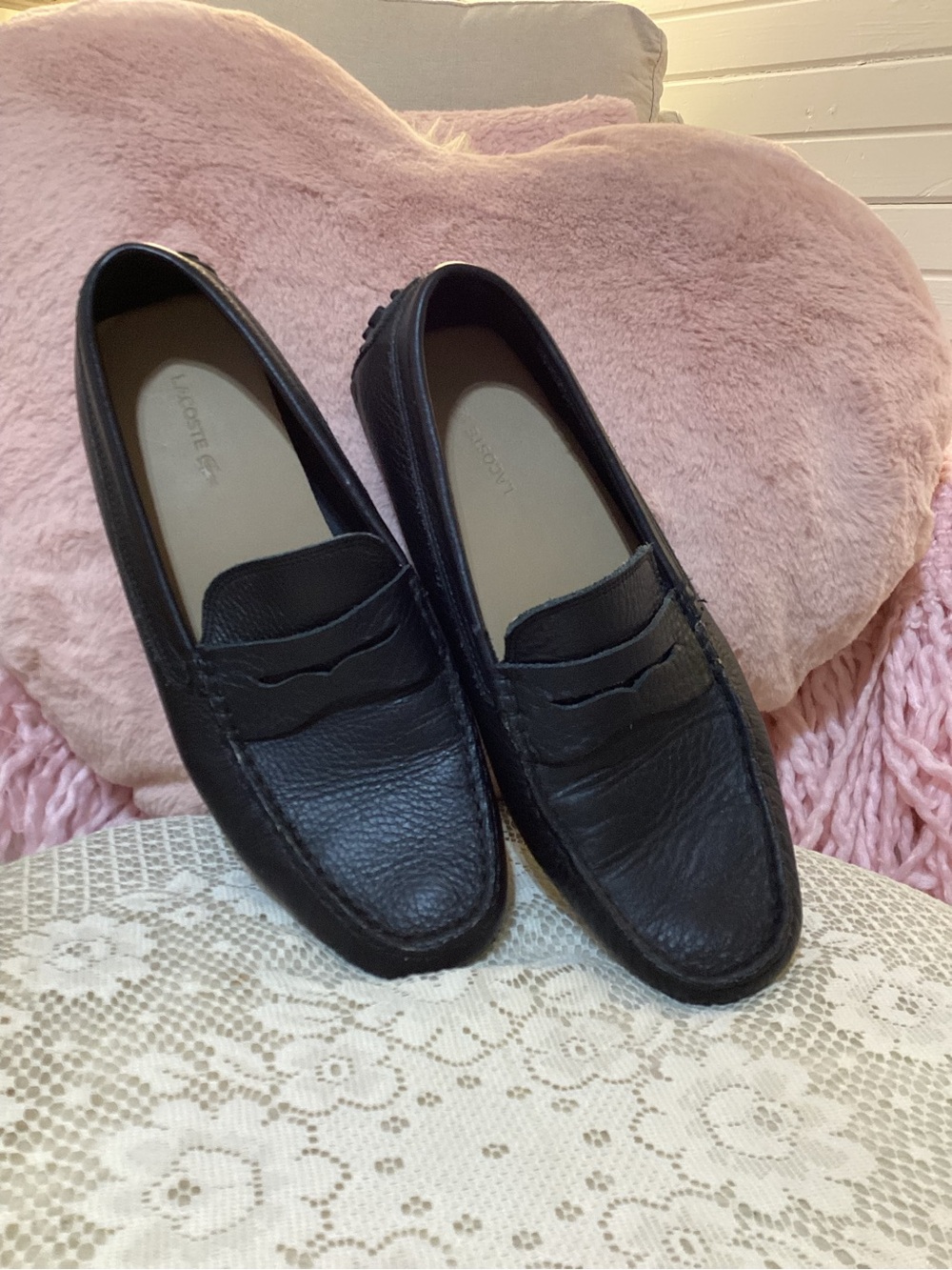Lacoste Men’s Concours Black Leather Driving Loafers